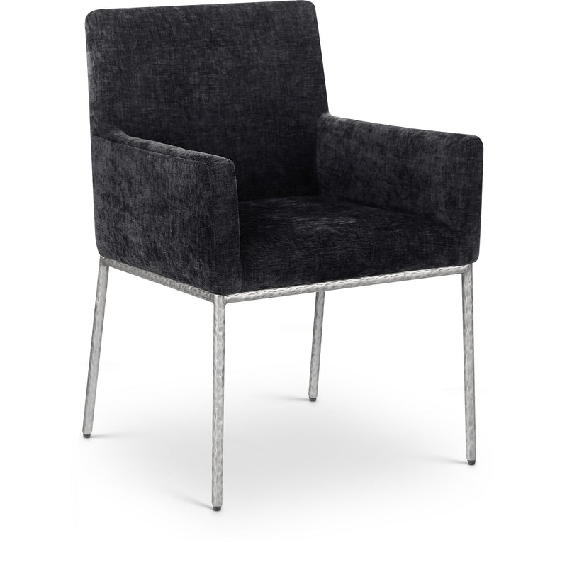 Meridian Reeves Black Chenille Fabric Dining Chair IMAGE 1