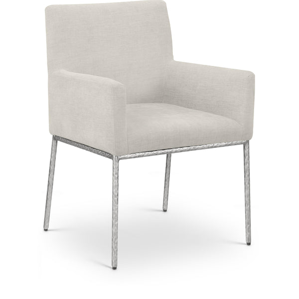 Meridian Reeves Cream Chenille Fabric Dining Chair IMAGE 1