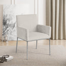 Meridian Reeves Cream Chenille Fabric Dining Chair IMAGE 2