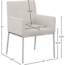 Meridian Reeves Cream Chenille Fabric Dining Chair IMAGE 8