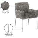 Meridian Reeves Grey Chenille Fabric Dining Chair IMAGE 9