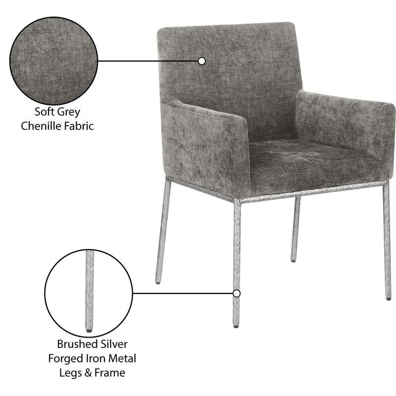 Meridian Reeves Grey Chenille Fabric Dining Chair IMAGE 9