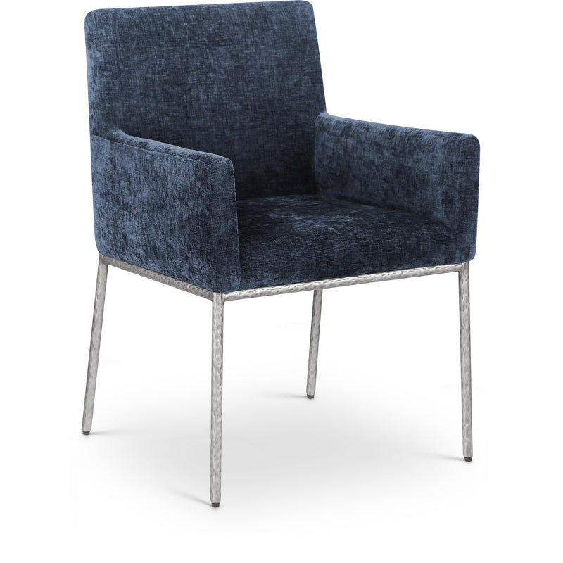 Meridian Reeves Navy Chenille Fabric Dining Chair IMAGE 1