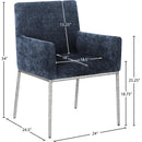 Meridian Reeves Navy Chenille Fabric Dining Chair IMAGE 8