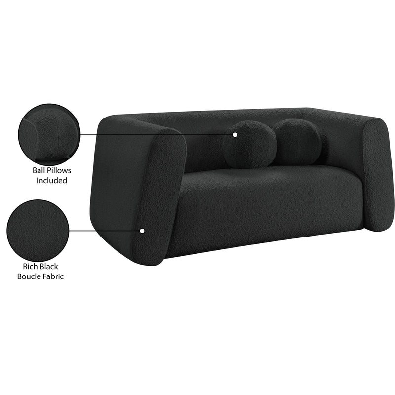 Meridian Abbington Black Boucle Fabric Loveseat IMAGE 18