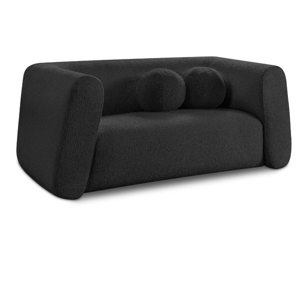 Meridian Abbington Black Boucle Fabric Loveseat IMAGE 1