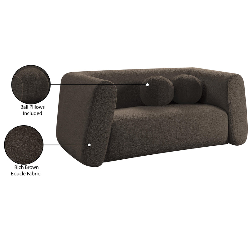 Meridian Abbington Brown Boucle Fabric Loveseat IMAGE 18