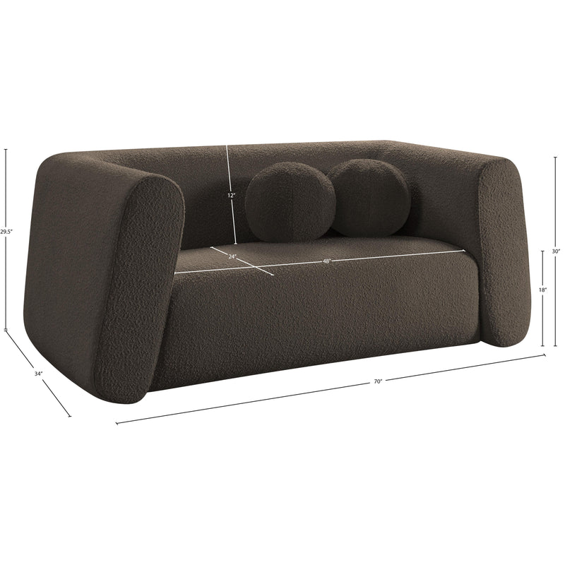 Meridian Abbington Brown Boucle Fabric Loveseat IMAGE 19