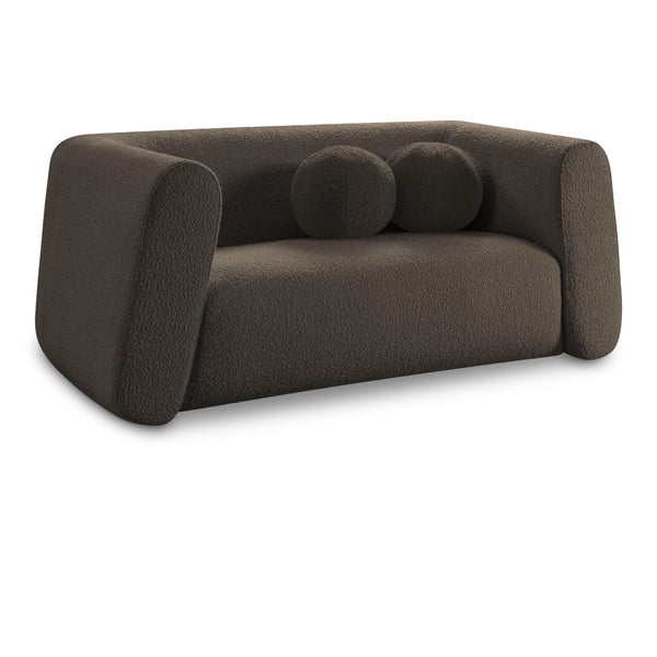 Meridian Abbington Brown Boucle Fabric Loveseat IMAGE 1