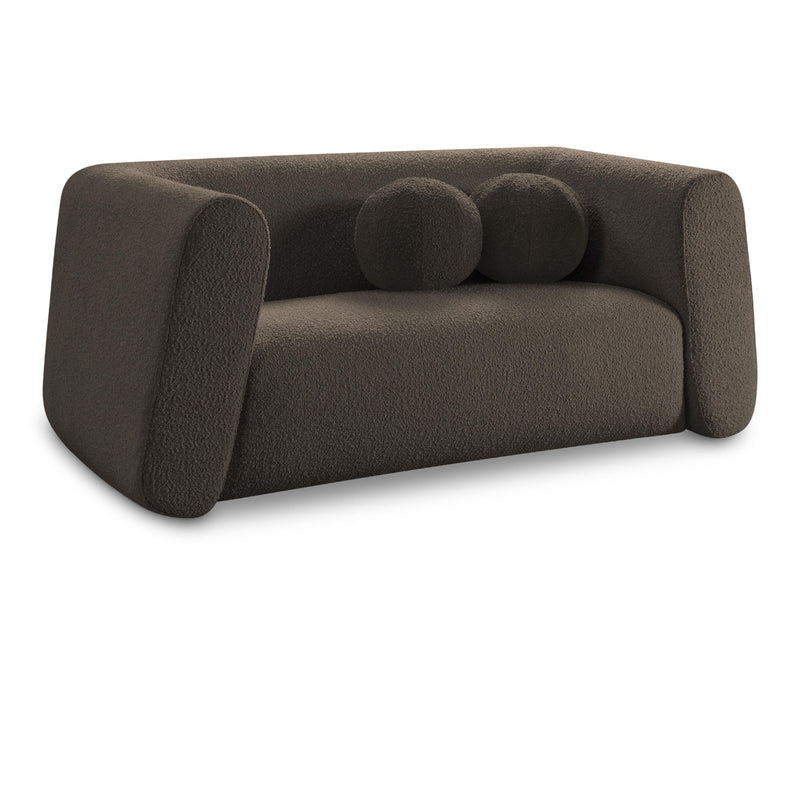 Meridian Abbington Brown Boucle Fabric Loveseat IMAGE 1
