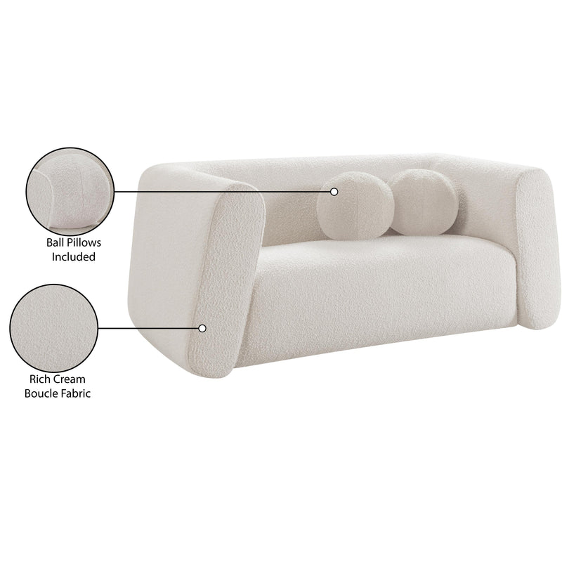 Meridian Abbington Cream Boucle Fabric Loveseat IMAGE 18
