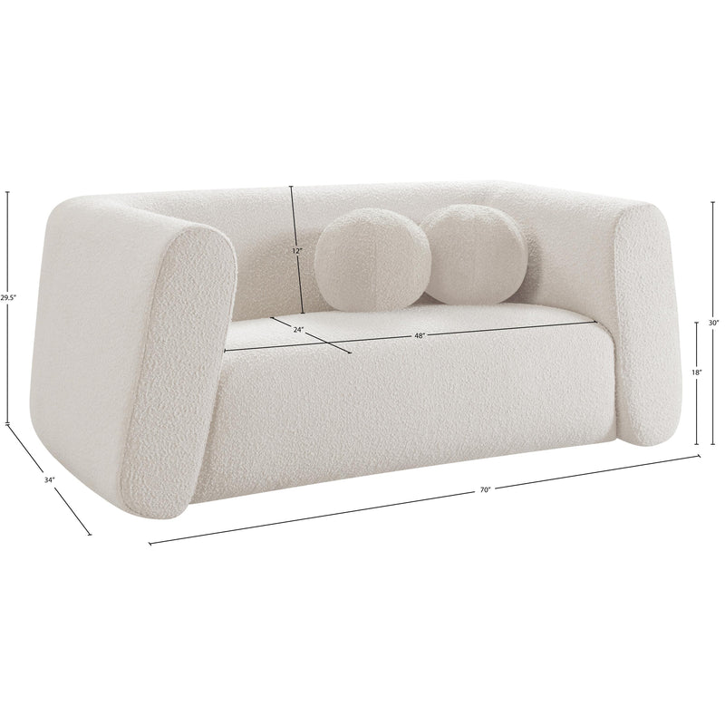Meridian Abbington Cream Boucle Fabric Loveseat IMAGE 19