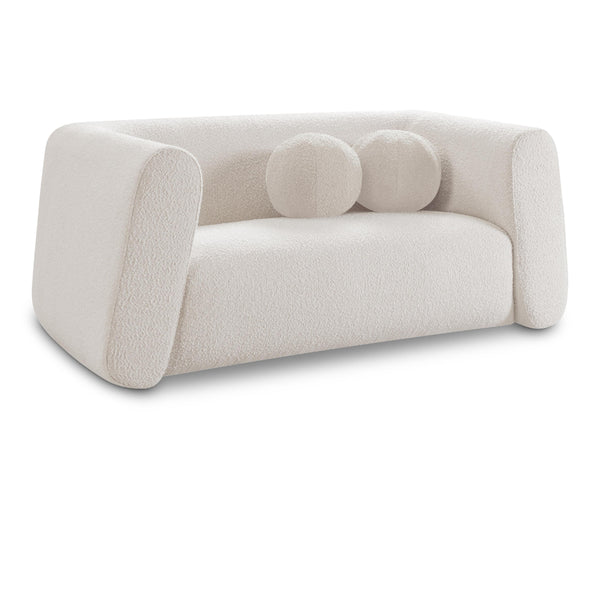 Meridian Abbington Cream Boucle Fabric Loveseat IMAGE 1