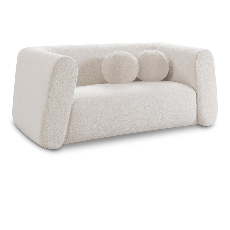 Meridian Abbington Cream Boucle Fabric Loveseat IMAGE 1