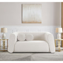 Meridian Abbington Cream Boucle Fabric Loveseat IMAGE 2