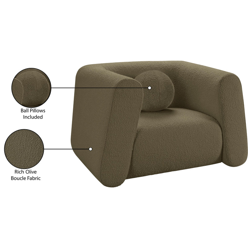 Meridian Abbington Olive Boucle Fabric Chair IMAGE 18