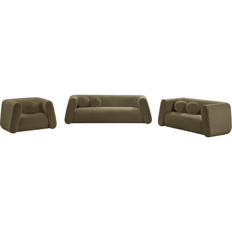 Meridian Abbington Olive Boucle Fabric Loveseat IMAGE 15