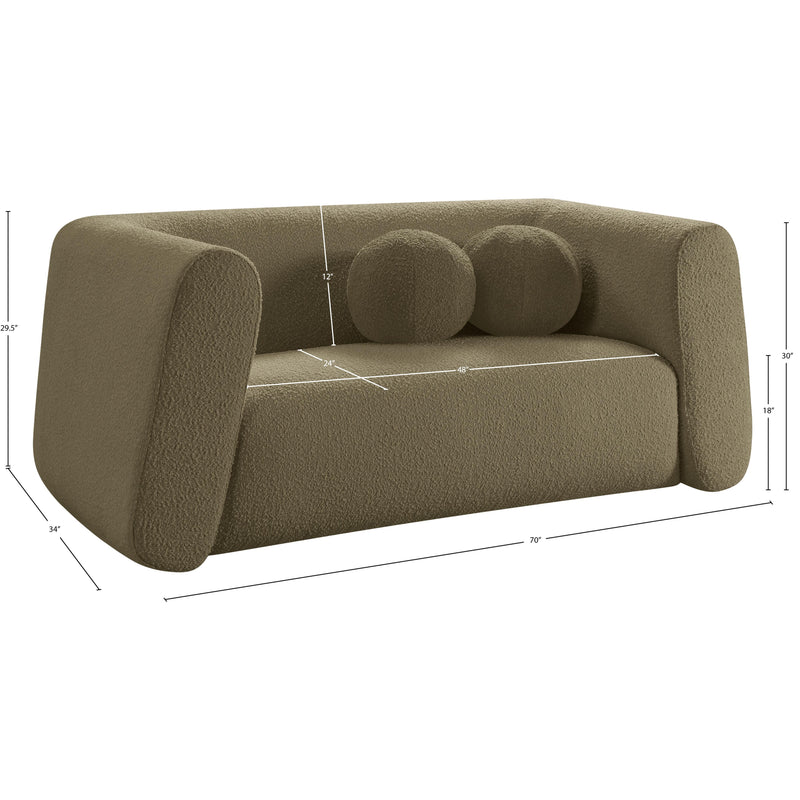 Meridian Abbington Olive Boucle Fabric Loveseat IMAGE 19