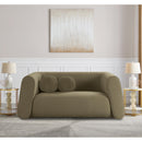 Meridian Abbington Olive Boucle Fabric Loveseat IMAGE 2