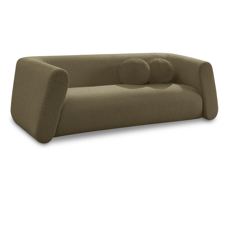 Meridian Abbington Olive Boucle Fabric Sofa IMAGE 1