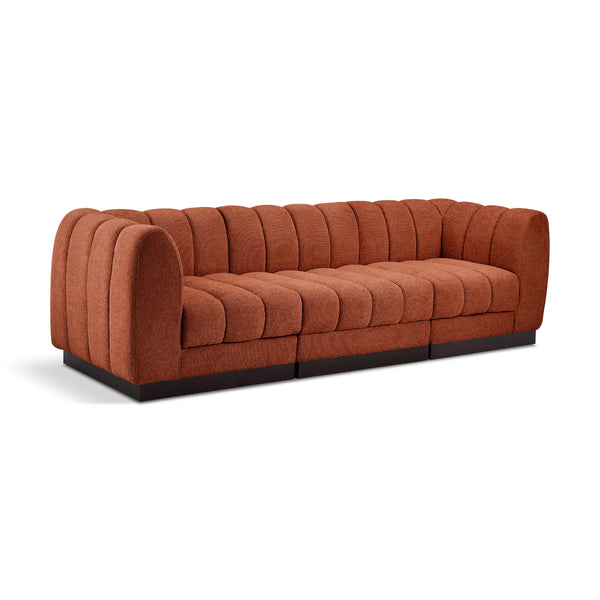 Meridian Quinn Cognac Chenille Fabric Modular Sofa IMAGE 1