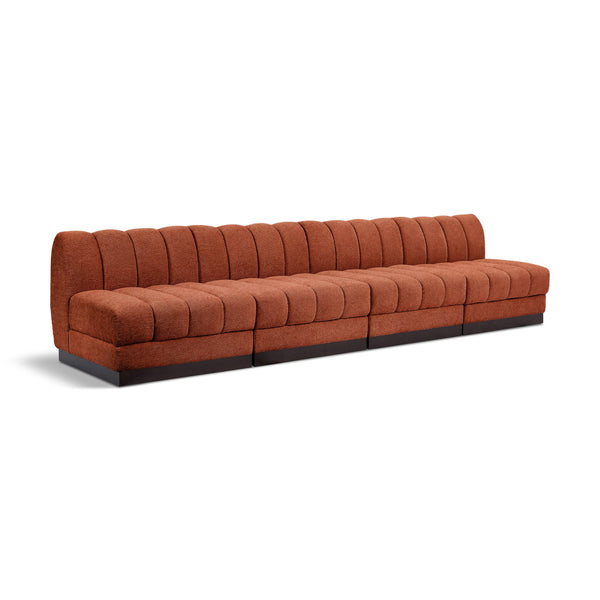 Meridian Quinn Cognac Chenille Fabric Modular Sofa IMAGE 1