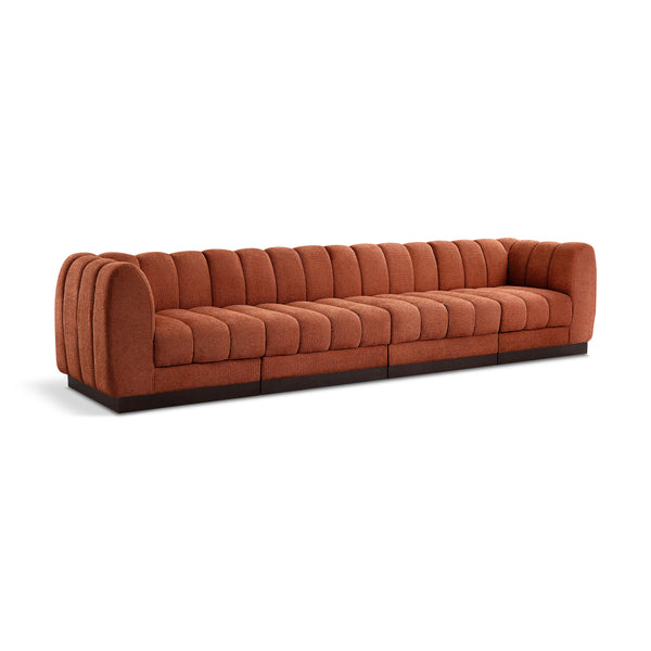 Meridian Quinn Cognac Chenille Fabric Modular Sofa IMAGE 1