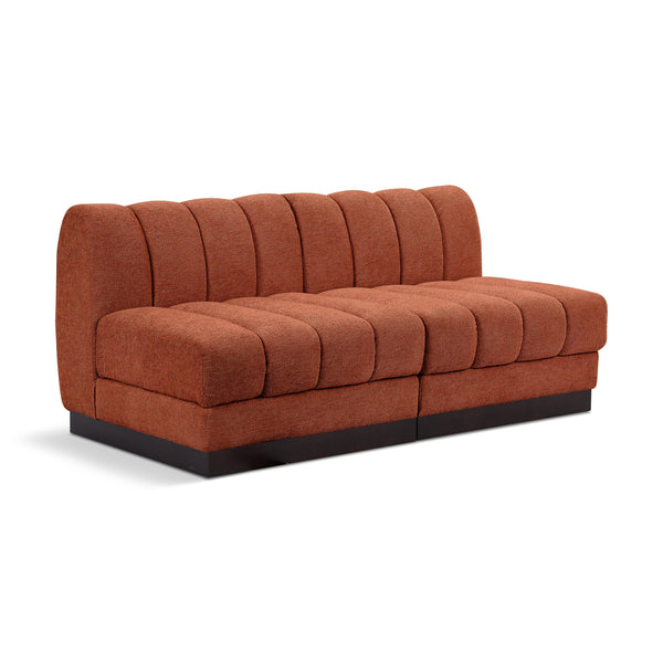 Meridian Quinn Cognac Chenille Fabric Modular Sofa IMAGE 1