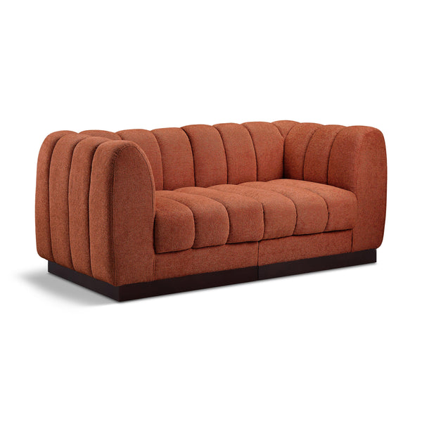 Meridian Quinn Cognac Chenille Fabric Modular Sofa IMAGE 1