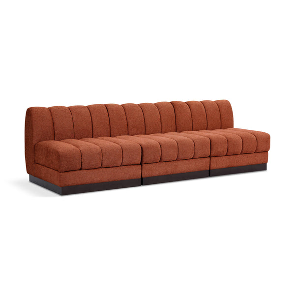 Meridian Quinn Cognac Chenille Fabric Modular Sofa IMAGE 1