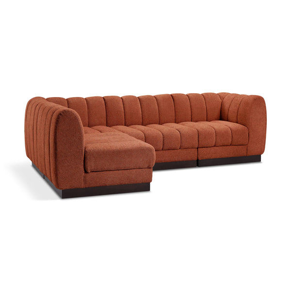 Meridian Quinn Cognac Chenille Fabric Modular Sectional IMAGE 1
