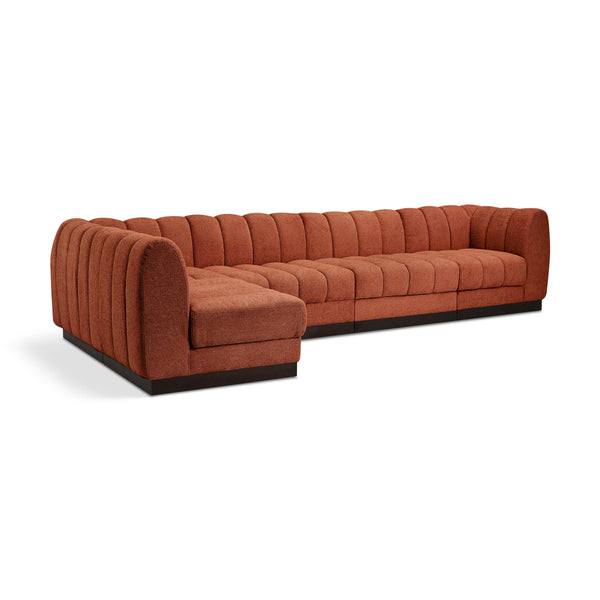 Meridian Quinn Cognac Chenille Fabric Modular Sectional IMAGE 1
