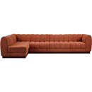Meridian Quinn Cognac Chenille Fabric Modular Sectional IMAGE 4