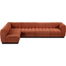 Meridian Quinn Cognac Chenille Fabric Modular Sectional IMAGE 5