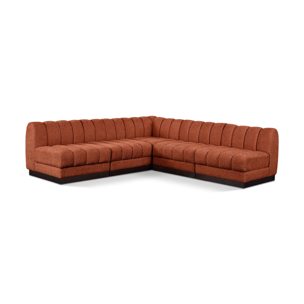 Meridian Quinn Cognac Chenille Fabric Modular Sectional IMAGE 1