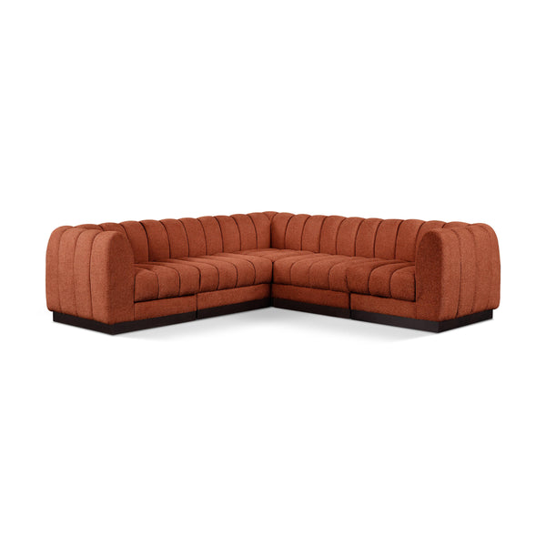 Meridian Quinn Cognac Chenille Fabric Modular Sectional IMAGE 1