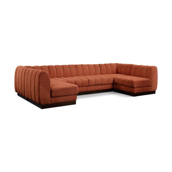 Meridian Quinn Cognac Chenille Fabric Modular Sectional IMAGE 1