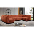 Meridian Quinn Cognac Chenille Fabric Modular Sectional IMAGE 2