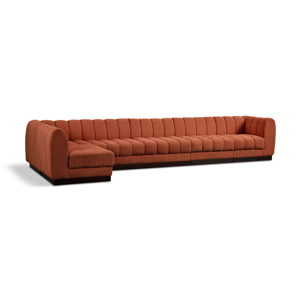 Meridian Quinn Cognac Chenille Fabric Modular Sectional IMAGE 1