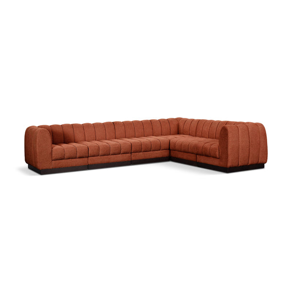 Meridian Quinn Cognac Chenille Fabric Modular Sectional IMAGE 1