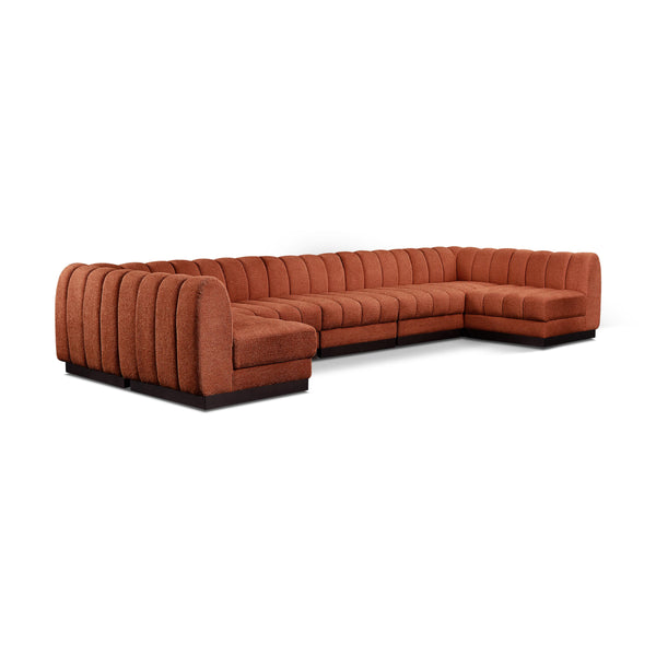 Meridian Quinn Cognac Chenille Fabric Modular Sectional IMAGE 1