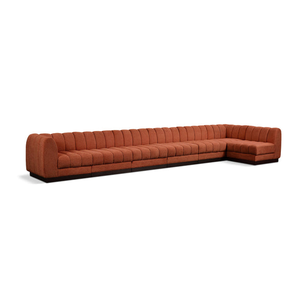 Meridian Quinn Cognac Chenille Fabric Modular Sectional IMAGE 1