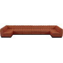 Meridian Quinn Cognac Chenille Fabric Modular Sectional IMAGE 5