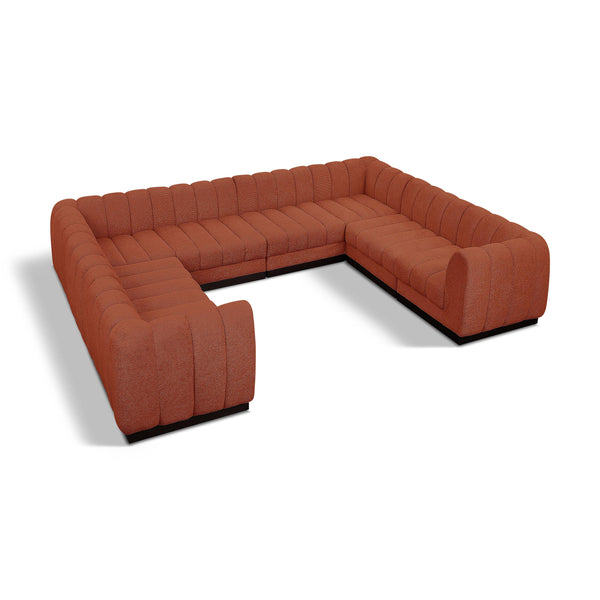 Meridian Quinn Cognac Chenille Fabric Modular Sectional IMAGE 1