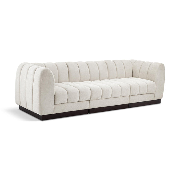 Meridian Quinn Cream Chenille Fabric Modular Sofa IMAGE 1