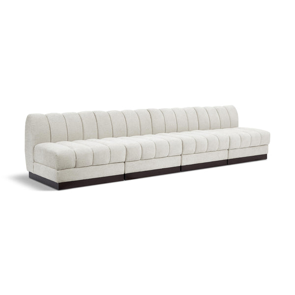 Meridian Quinn Cream Chenille Fabric Modular Sofa IMAGE 1