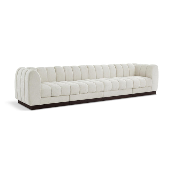 Meridian Quinn Cream Chenille Fabric Modular Sofa IMAGE 1