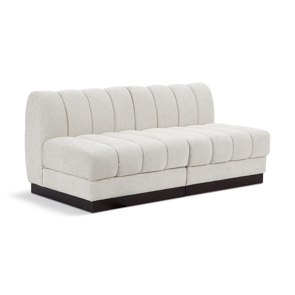 Meridian Quinn Cream Chenille Fabric Modular Sofa IMAGE 1