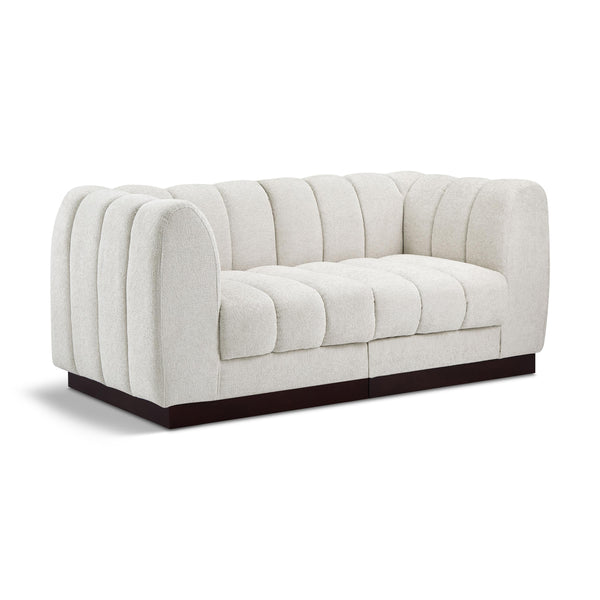 Meridian Quinn Cream Chenille Fabric Modular Sofa IMAGE 1