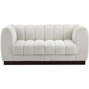 Meridian Quinn Cream Chenille Fabric Modular Sofa IMAGE 4